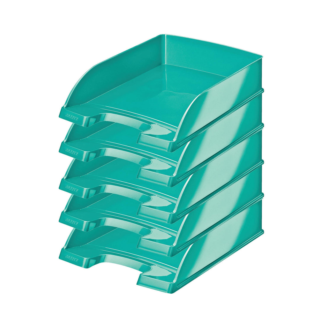 Leitz Briefkorb, A4, 5er Pack, Eisblau, WOW-Serie, 52263051 Eisblau 5 Stück, Eisblau 5 Stück