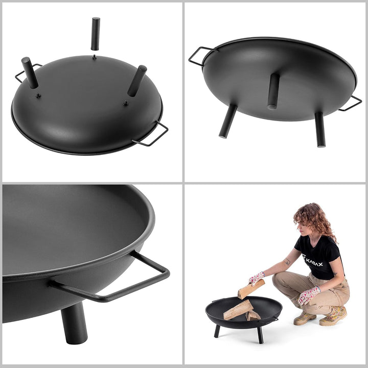 KADAX Feuerschale ⌀ 58 cm, Feuerschalen aus Stahl, Feuerstelle für den Garten, Balkon und Terrasse,