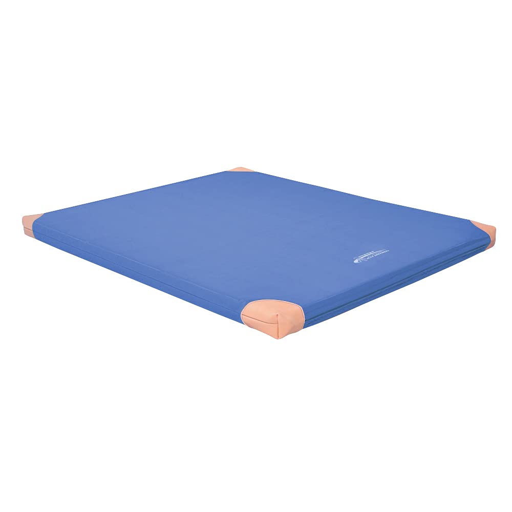 Grevinga® TÜV-Süd zertifizierte Leichtturnmatte (VB 80) | 100 x 100 x 8 cm | BLAU | mit Lederecken