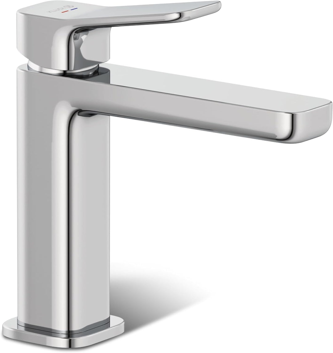 KLUDI-X3 Waschtischarmatur, Auslaufhöhe 110 mm, wassersparender Wasserhahn Bad Grösse M, Keramikkart