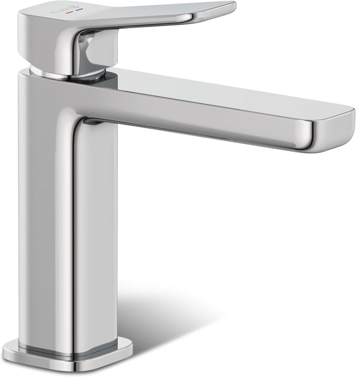 KLUDI-X3 Waschtischarmatur, Auslaufhöhe 110 mm, wassersparender Wasserhahn Bad Grösse M, Keramikkart