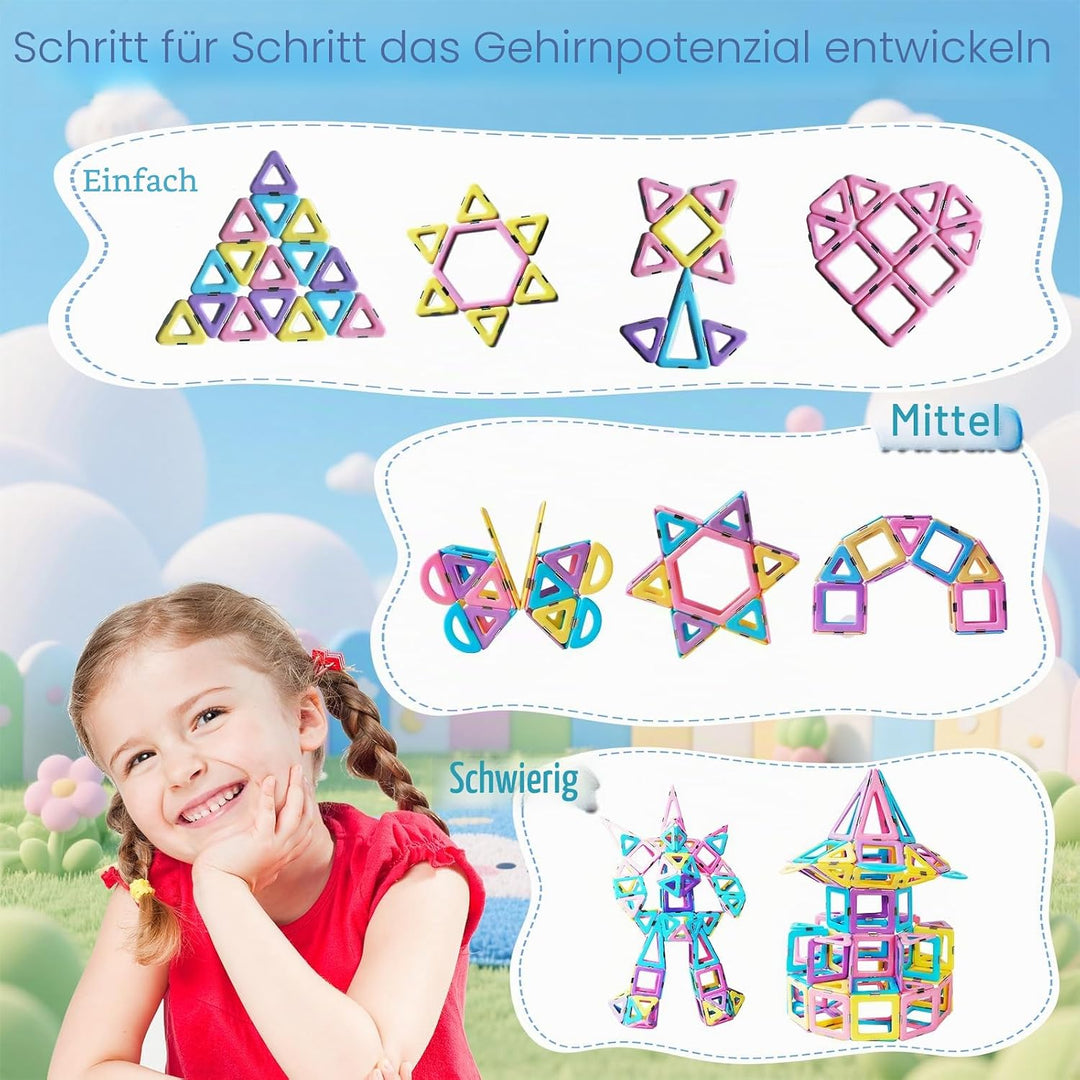 Magblock 103 Teiles Magnetische Bausteine Magnetische Blöcke für Kinder Magnet Lernspielzeug Spielze