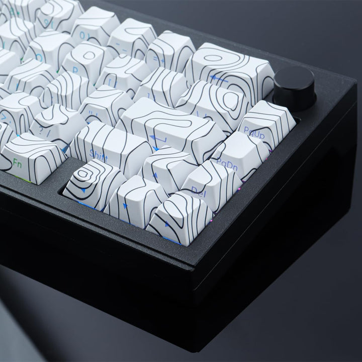 Sunzit Custom Keycaps 135 Tasten PBT Keycap Set,Cherry Profile Keycaps Dye-Sub White Topographic Key