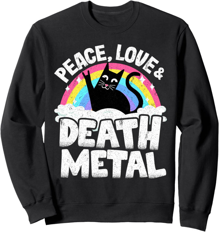 Peace Love & Death Metall-Katzenband, Metall, Regenbogenfarben Sweatshirt