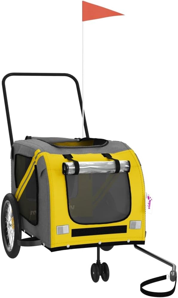 vidaXL Fahrradanhänger Hunde Hundeanhänger Hundetransporter Oxford-Gewebe Eisen Gelb 134 x 68 x 72 c