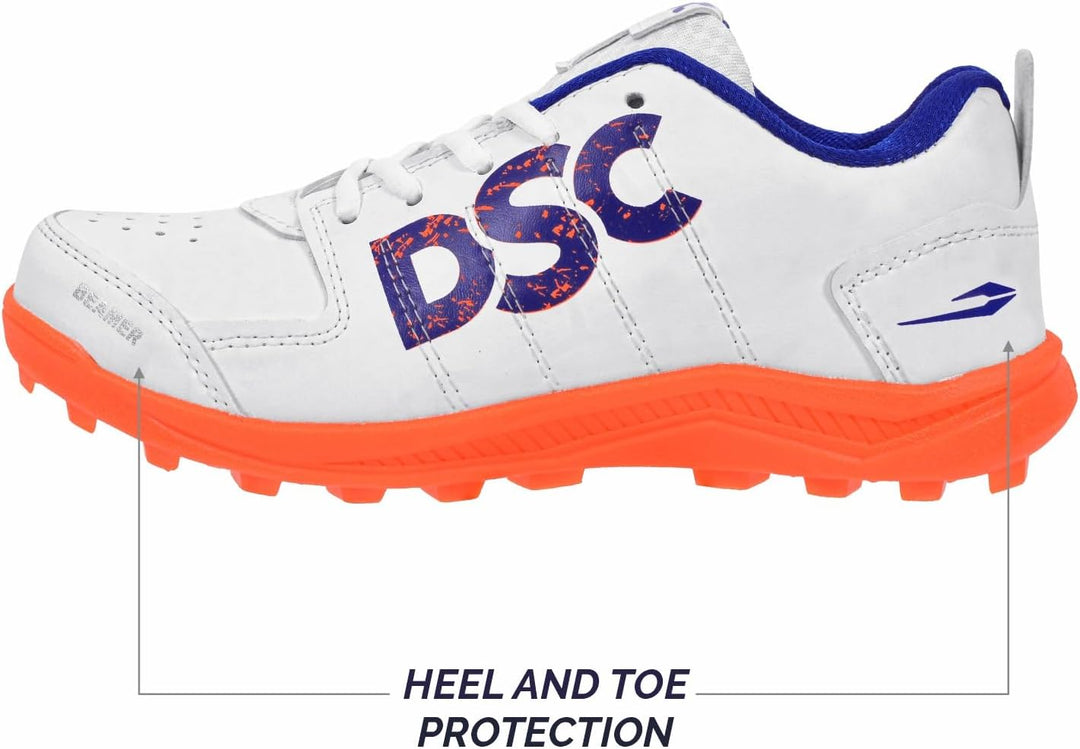 DSC Beamer Cricket Shoes | for Boys and Men | Light Weight | Durable Fluro Orange White 36 EU, Fluro