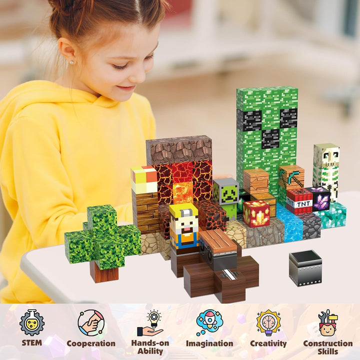 Magnetische Bausteine 100 Teile Baue Diamant Mines Welt Magnet Spielzeug Kinder ab 3 Jahre Magnetblö