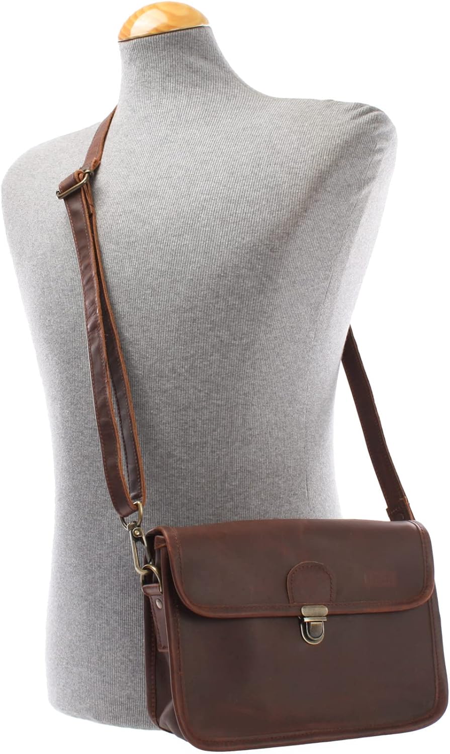 LECONI kleine Schultertasche Umhängetasche Damen Ledertasche Handtasche echtes Rindsleder 26x20x8cm