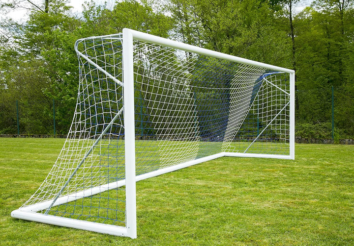 TORNETZ - Fussball - 7.32 x 2.44 x 0.8 x 2m - 3mm - Weiss oder Weiss/Blau Weiss-Blau, Weiss-Blau