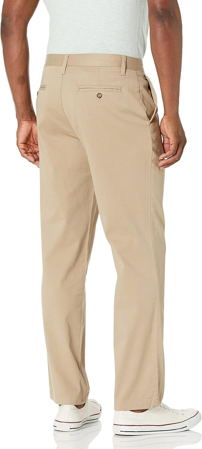 Nautica Herren Hose, Business/Leger Klassische Passform, Flache Vorderseite, Stretch, Solide Chino D