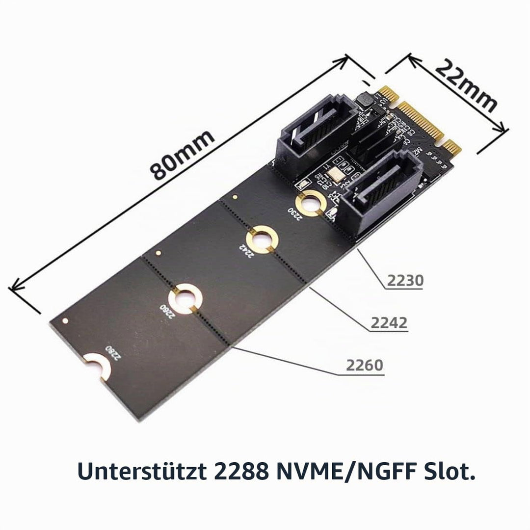 chenyang M.2 NGFF Key B+M auf SATA 3.0 6Gbit/s Adapterkonverter Festplattenerweiterungskarte JMB582
