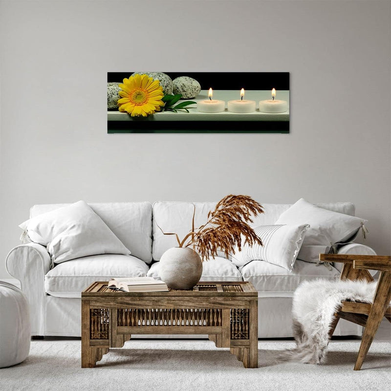 Panorama Bilder auf Leinwand Spa Blume Kerze Stein Leinwandbild 90x30cm Wandbilder Dekoration Wohnzi