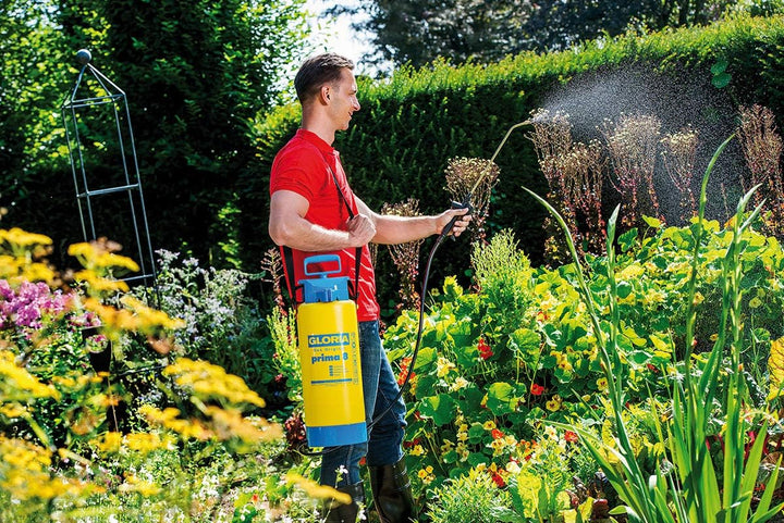 GLORIA Drucksprüher prima 8 | 8 L Gartenspritze, Unkrautspritze|Mit Messinglanze + verstellbare Mess