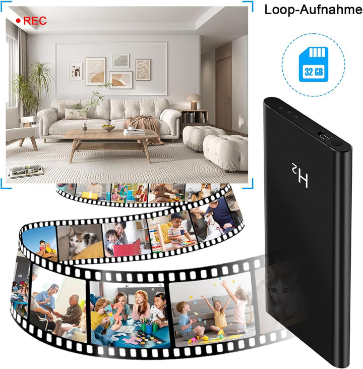 Mini-Videokamera, 2-in-1-Minikamera mit 5000-mAh-Powerbank | HD-1080p-Powerbank-Mini-Mikrokamera mit