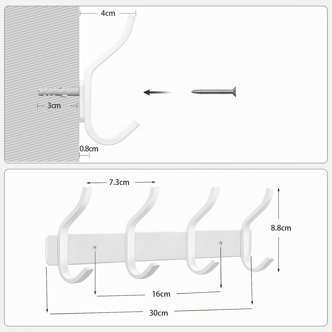 Garderobenhaken Edelstahl, Hakenleiste Kleiderhaken Wand mit 4 Haken, Garderobe Garderobenleiste Wan