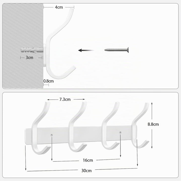 Garderobenhaken Edelstahl, Hakenleiste Kleiderhaken Wand mit 4 Haken, Garderobe Garderobenleiste Wan