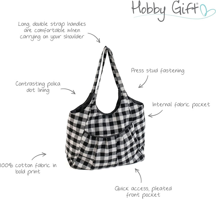 Hobby Gift Basteltasche, Schultertasche, einfarbig, Vichy-Design Einfarbiges Gingham, Einfarbiges Gi