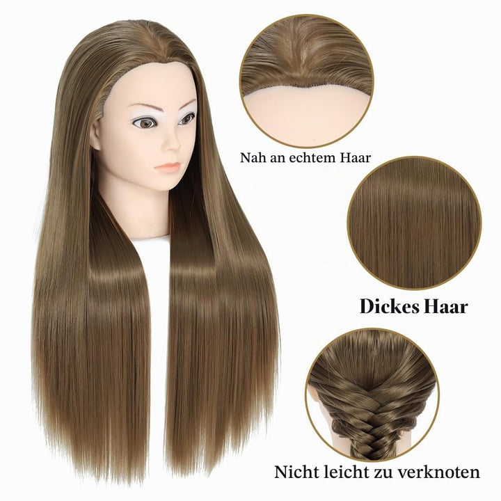Training Kopf, 26-28" 100% synthetische Faser lange Haare Friseur Kosmetologie Schaufensterpuppe Pup