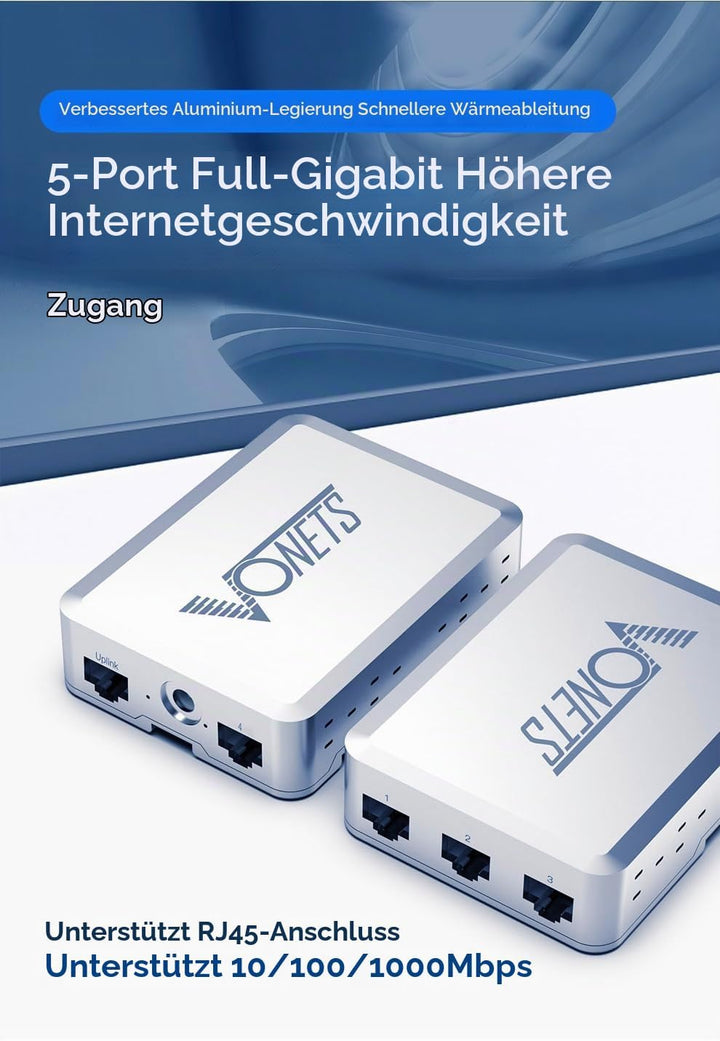 VONETS VS500 Industrie 5 Ports Gigabit Switch Ethernet RJ45 Splitter Extend LAN Netzwerk Port, 4 Por