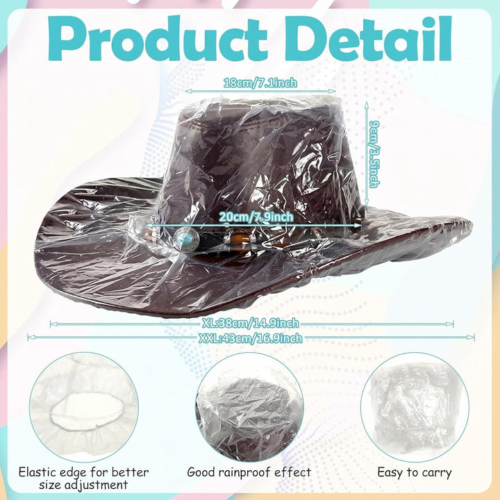 10 Stück Hut Regenschutz Wasserdicht Cowboy Hut Abdeckung Transparent Elastische Hut Kunststoff Abde