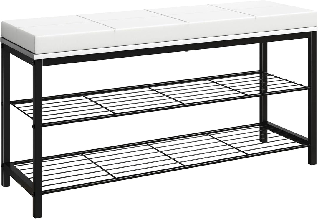 VCM Schuhregal | Masse ca. H. 48 x B. 90 x T. 30 cm | Sitzbank im Industrie Style Design | Schuhbank