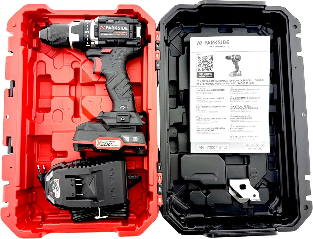 PARKSIDE PERFORMANCE Akku-Bohrschrauber PABSP 20 Li C4, 20V, 60 Nm, 2-Gang, Brushless Motor, inkl. A