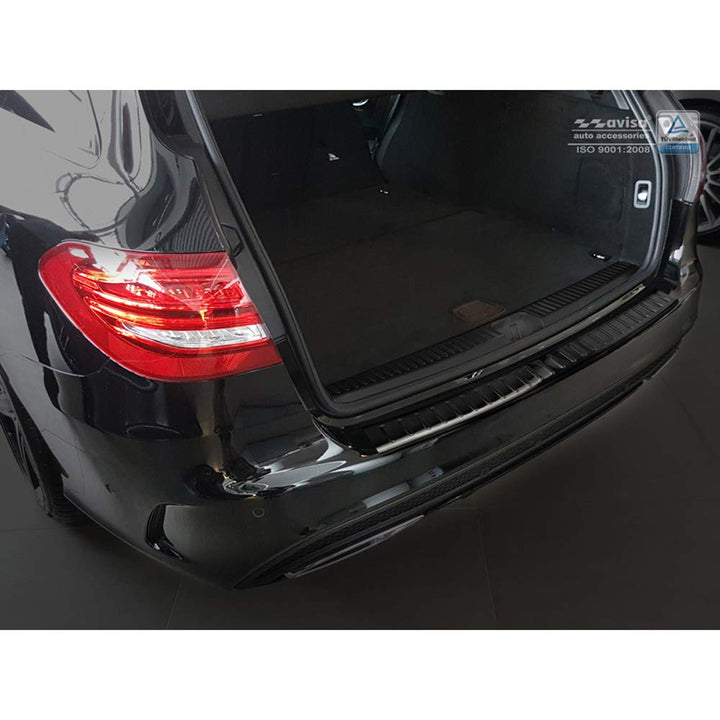 Avisa Schwarz Edelstahl Heckstossstangenschutz kompatibel mit Mercedes C-Klasse W205 Kombi 2014-2021