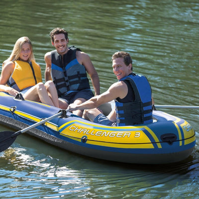 Intex Challenger 3 Set Schlauchboot - 295 x 137 x 43 cm - 3-teilig - Blau / Gelb Single, Single