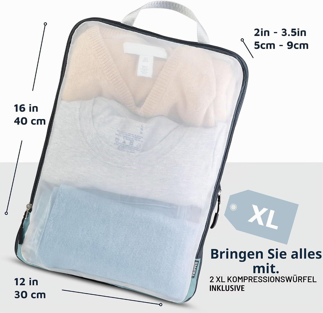 Grosses Packwürfel-Set mit durchsichtigem Netz, Kompressions-Verpackungswürfel, Reise-Organizer (sta