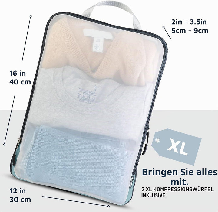 Grosses Packwürfel-Set mit durchsichtigem Netz, Kompressions-Verpackungswürfel, Reise-Organizer (sta