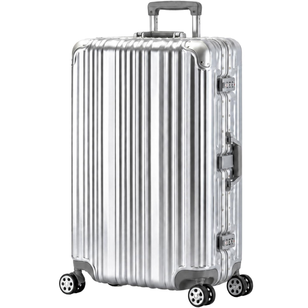 Travelhouse London Koffer Silber L-75cm · Alu-Rahmen · Polykarbonat Hartschale · Trolley Reisekoffer