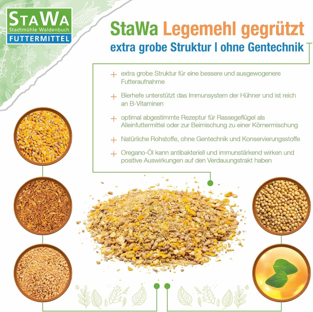 STAWA Legemehl gegrützt, ohne Gentechnik, für Hühner, extra grobe Struktur, mit Bierhefe, 25 kg, 25