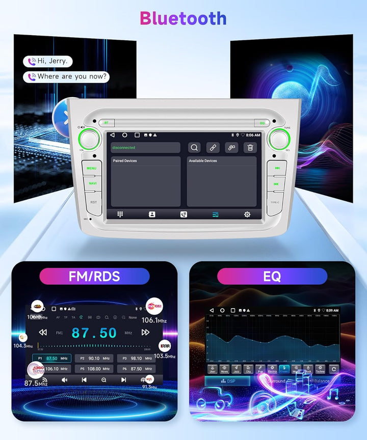 2G+64G Rimoody Android Autoradio für Alfa Romeo MITO 2008-2016 7 Zoll Touchscreen Autoradio mit Wire