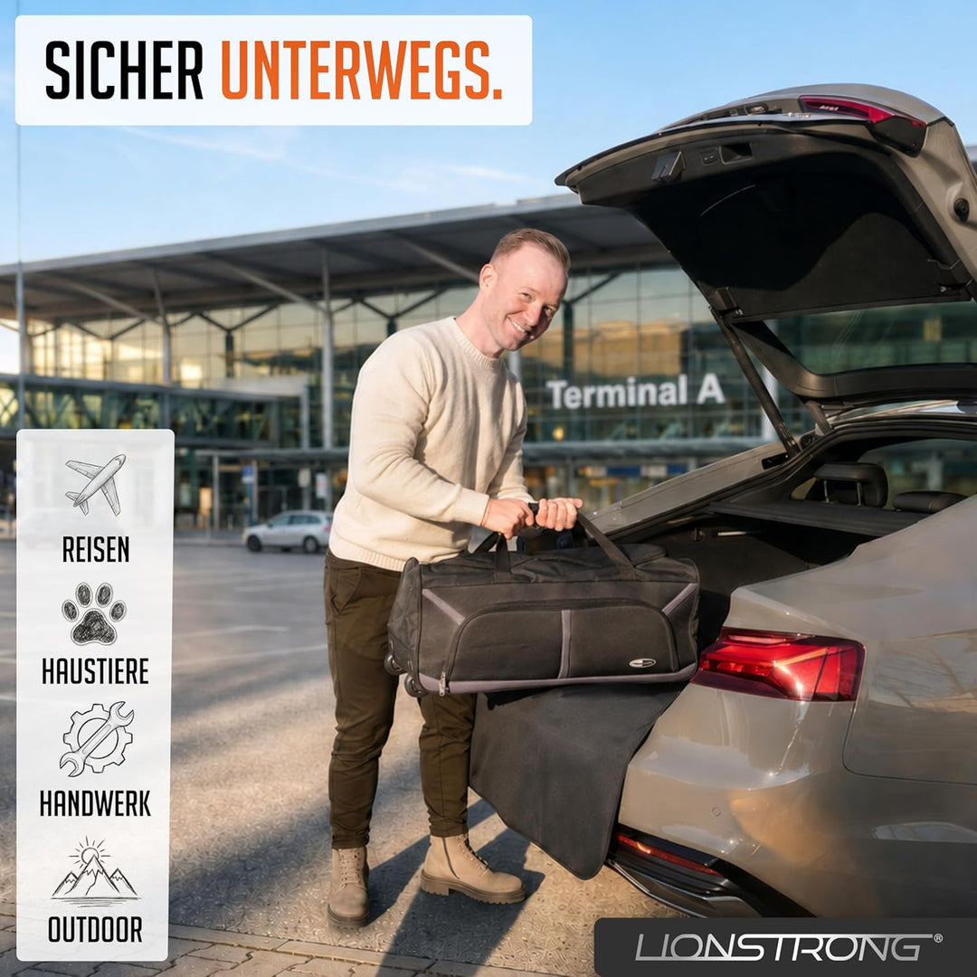 LIONSTRONG® Ladekantenschutz Kofferraum [GEPOLSTERT & WASSERDICHT] – Universelle Schutzmatte geeigne