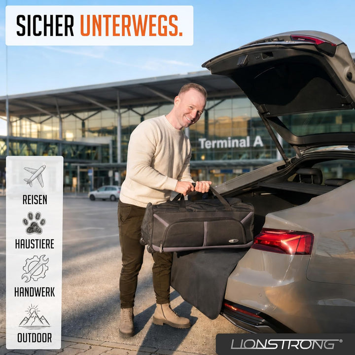 LIONSTRONG® Ladekantenschutz Kofferraum [GEPOLSTERT & WASSERDICHT] – Universelle Schutzmatte geeigne