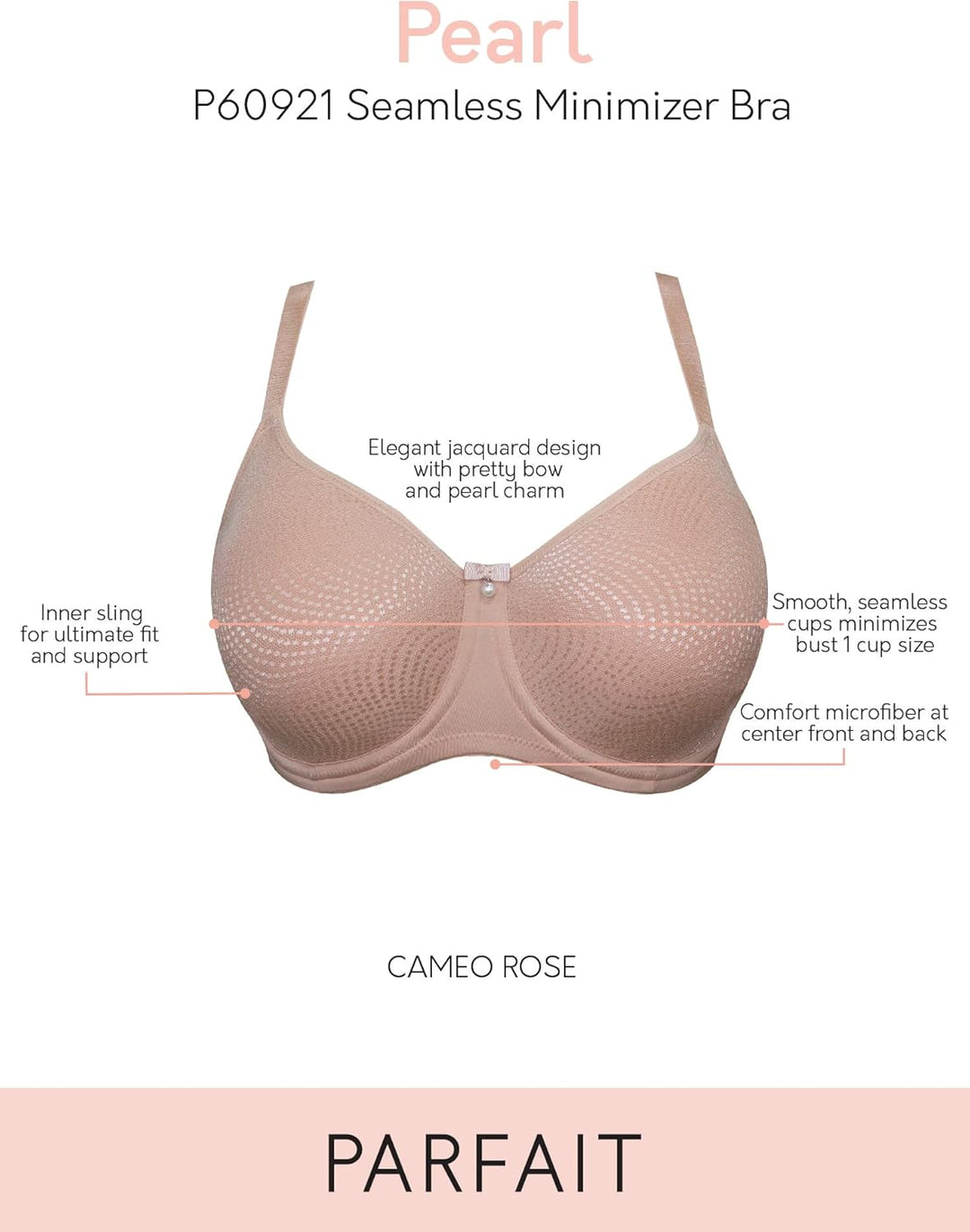 Parfait Damen Vollständige Abdeckung Minimizer BH 65E Cameo Rose, 65E Cameo Rose