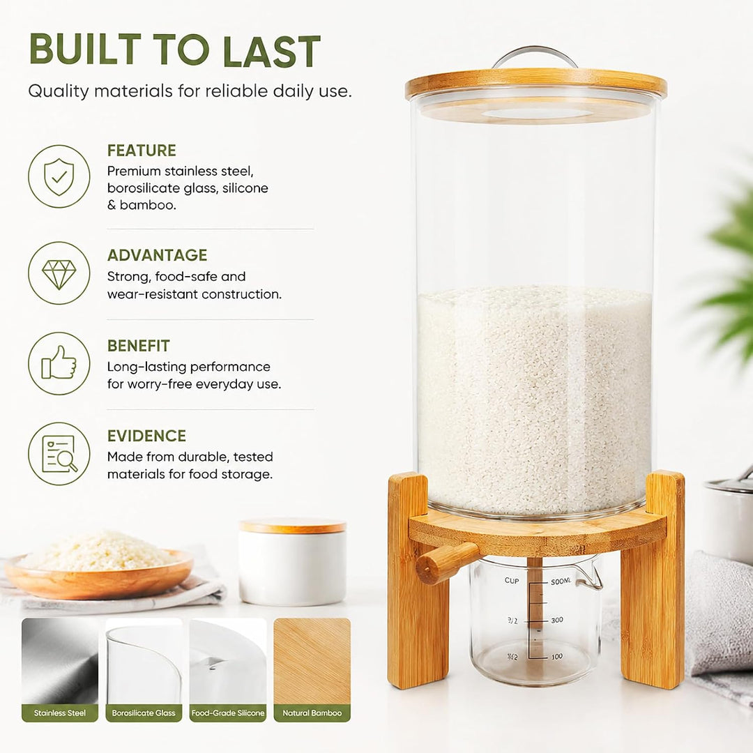 7,5L Müslispender 20x30cm Reisspender Vorratstank Grosse Cereal Dispenser Cornflakes Behälter Mehl A