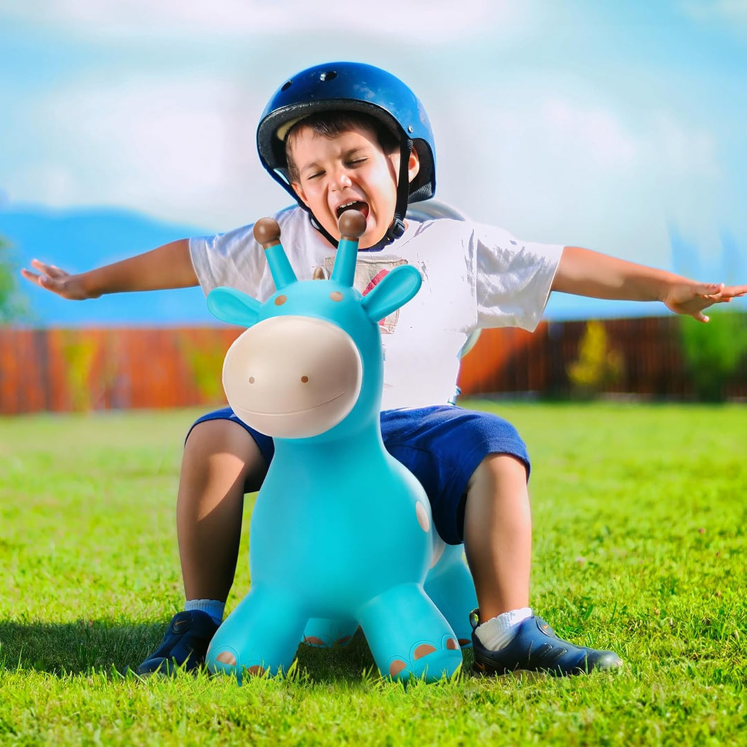 U&C Planet Hüpftier Giraffe Animal Hopper Blue Giraffe Hopper aus hochwertigem PVC 100 KG Belastung,