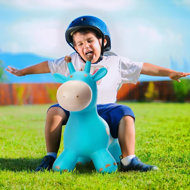 U&C Planet Hüpftier Giraffe Animal Hopper Blue Giraffe Hopper aus hochwertigem PVC 100 KG Belastung,
