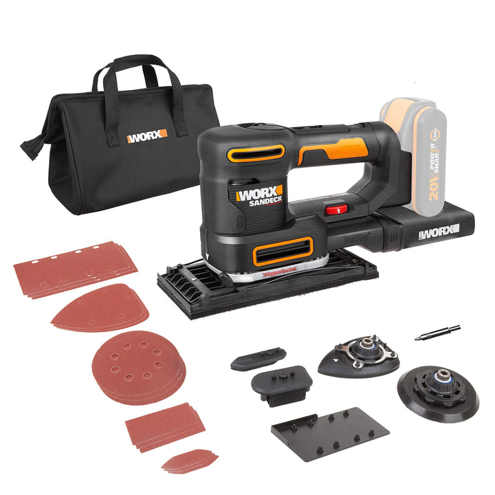 WORX WX820.9 Multifunktionsschleifer – Schleifen ohne Staub – Elektrische 20V Schleifmaschine – Powe