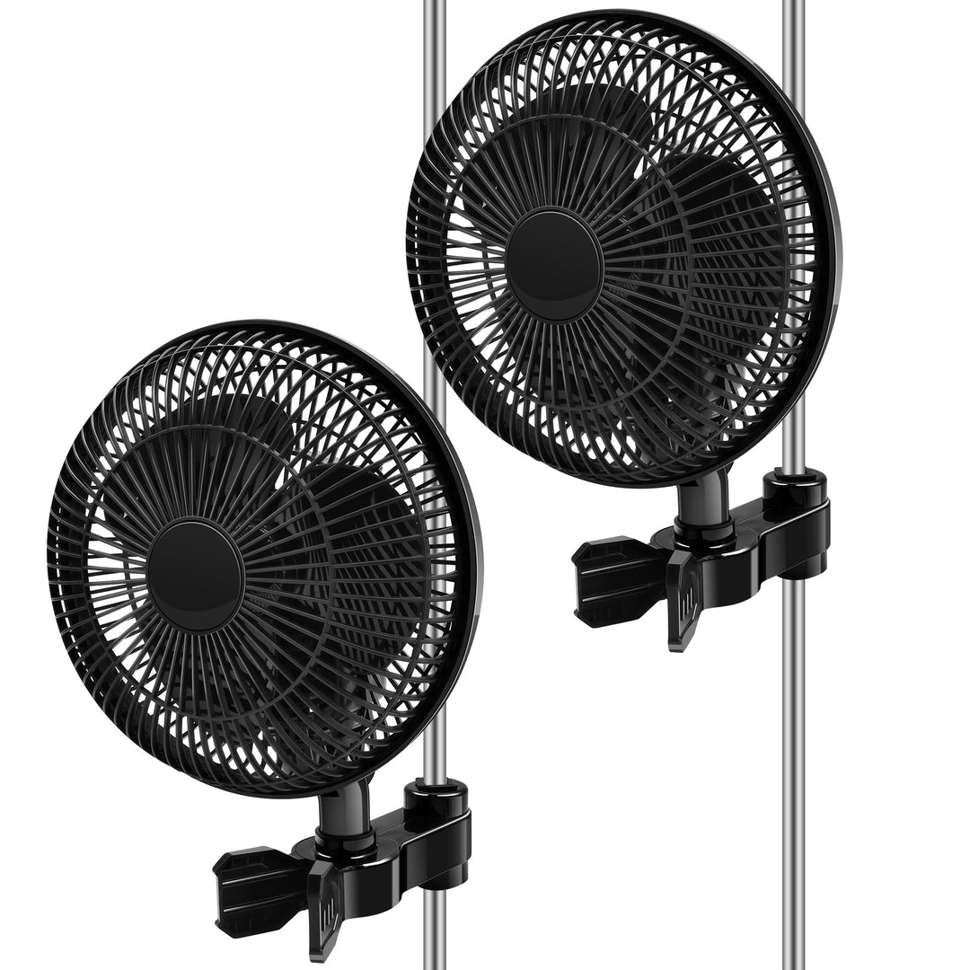 2 Stück Clip Ventilator 220mm für Grow Zelte, 2 Oszillationsstufen | Ventilator, oszillierend, 2 Ges