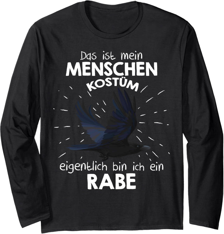 Mein Menschen Kostüm Bin ich ein Rabe, Halloween Outfit Langarmshirt