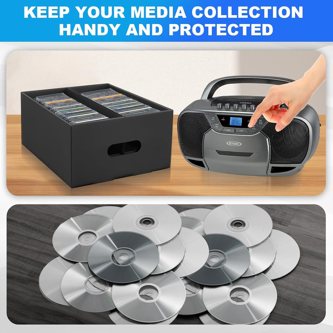 AOBOPLE 3 Stück CD Aufbewahrungsbox, 3 Stück 2 Fächern CD Hüllen für 180 CDs invollen Juwelenhüllen,
