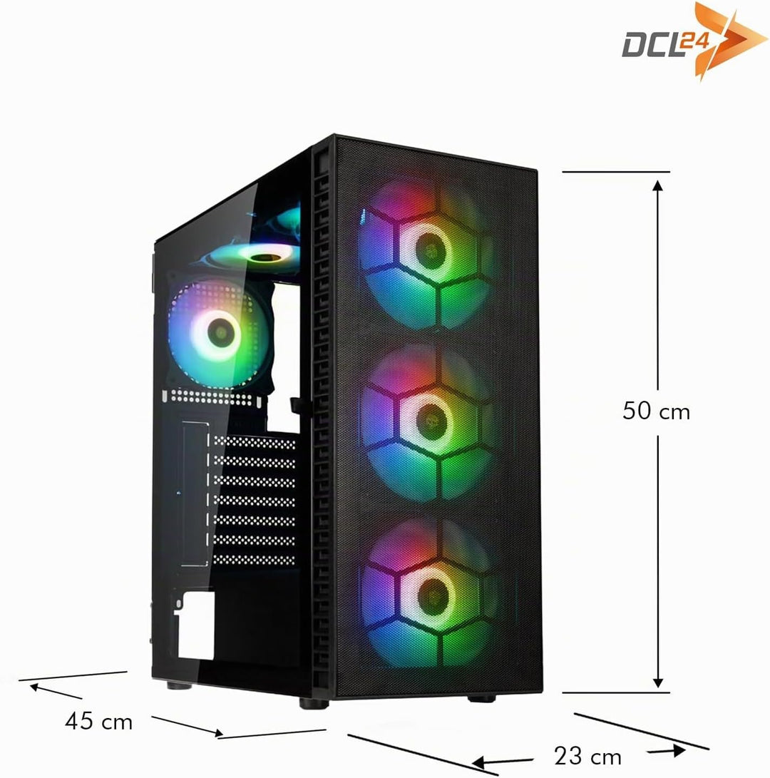 dcl24 Gaming Rechner AMD Ryzen 5 5500, RTX3050 8GB - 500GB SSD, 16GB DDR4, Gamer PC mit 6x4.2 GHz, s