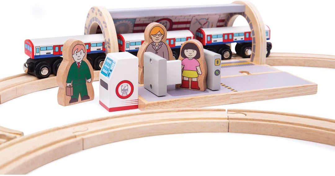 Bigjigs Schienen aus Holz U-Bahnhof - Weitere wichtige Holzschienen Marken sind kompatibel