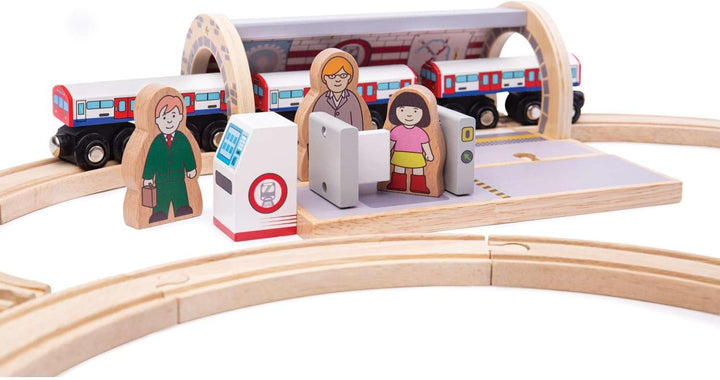 Bigjigs Schienen aus Holz U-Bahnhof - Weitere wichtige Holzschienen Marken sind kompatibel
