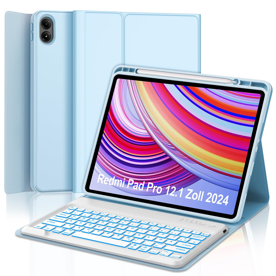 IVEOPPE Tastatur Hülle für Xiaomi Redmi Pad Pro, Tastatur Redmi Pad Pro 12,1 Zoll 2024, Bluetooth 7-