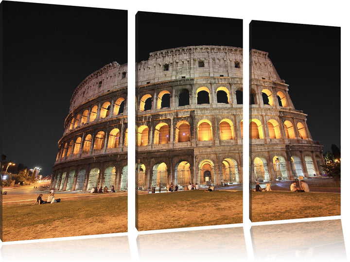 Pixxprint Colosseum in Rom Italien / 3-Teilig/Gesamtmass 120cm Leinwandbild bespannt auf Holzrahmen/