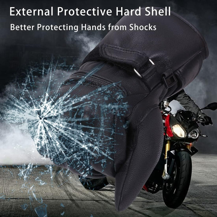 Harssidanzar Herren Winter Motorradhandschuhe,echtes Leder Vollfinger Touchscreen Thermisch gefütter