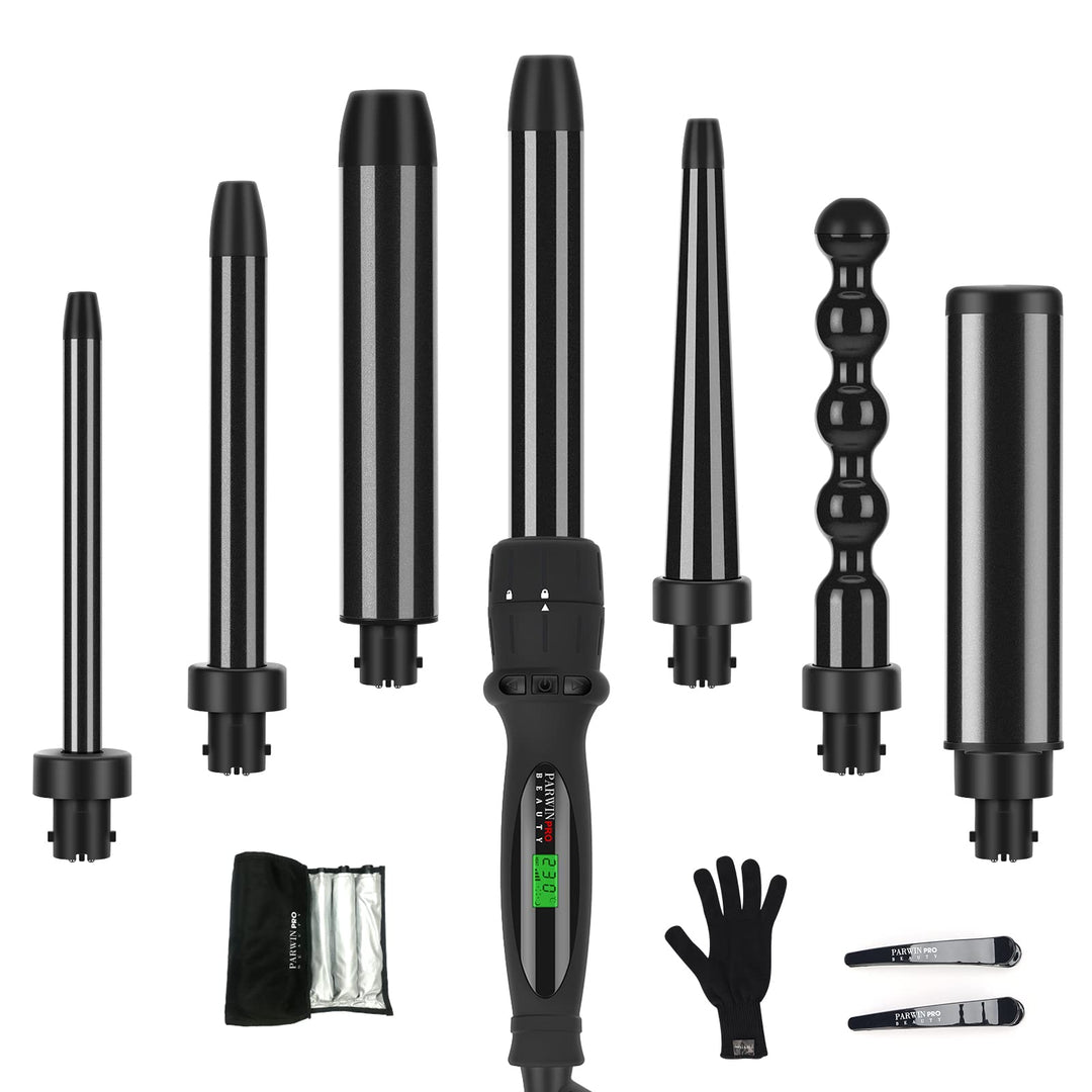 7 in 1 Lockenstab mit Verschiedenen Aufsätzen Set, PARWIN PRO BEAUTY für Grosse und Kleine Locken, C
